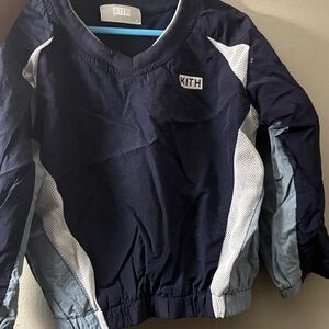 Kith Navy and Light Gray Mesh Accent Top